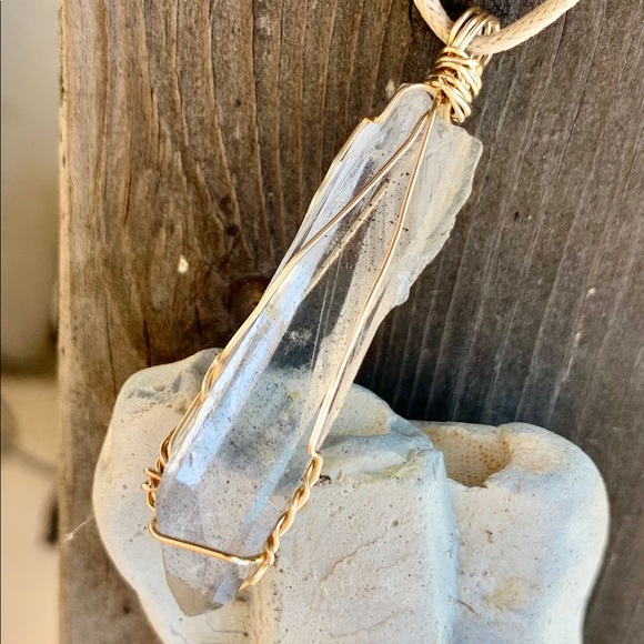 Hand Crafted Jewelry - Blue Tip Quartz Crystal Pendant
